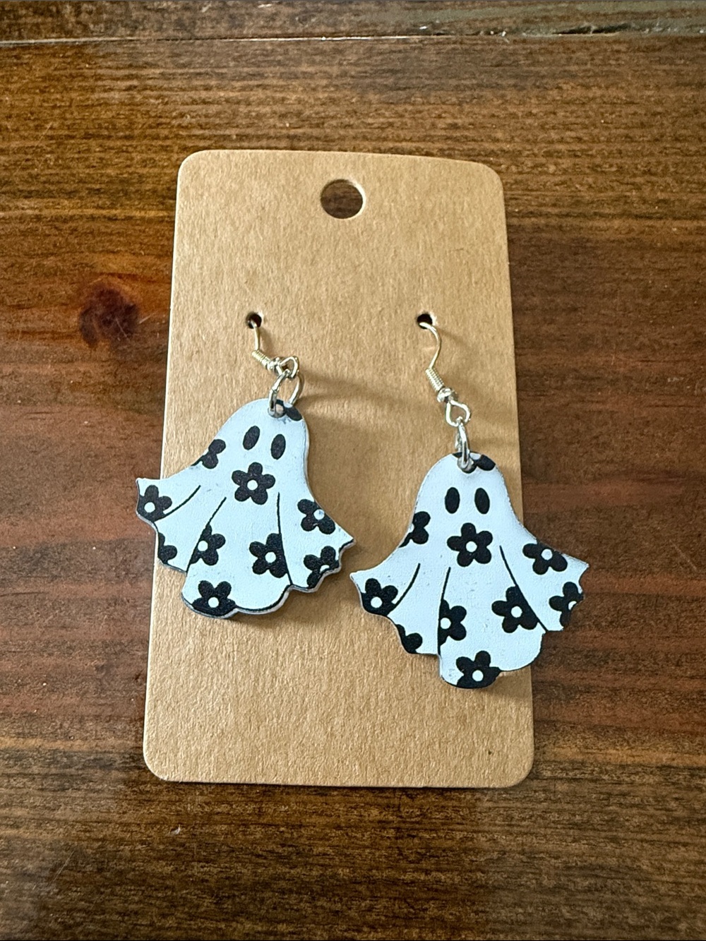 White Floral Ghost Dangle Earrings